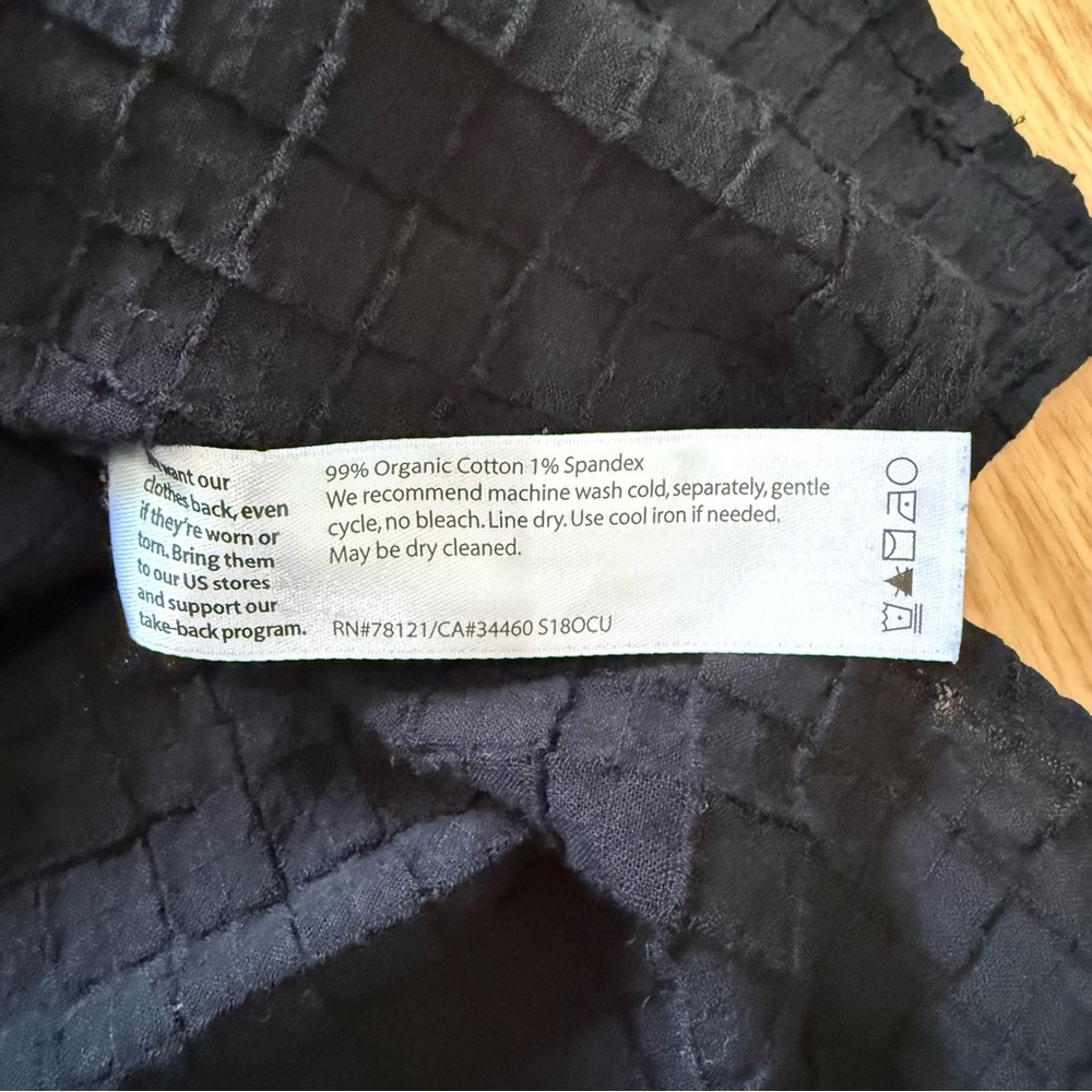 Eileen Fisher Black Organic Cotton Grid Textured Tunic Top L (Estimated) - Picture 7 of 9